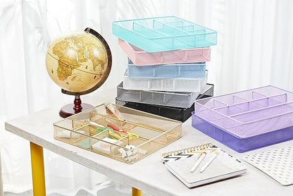 Annova Desk Top Organizer Tray for Office Organization - Metal Mesh - Storage Tray with Dividers for Pens, Desktop Accessories, Bathroom, Kitchen, Makeup and Office Supplies (Large, White)