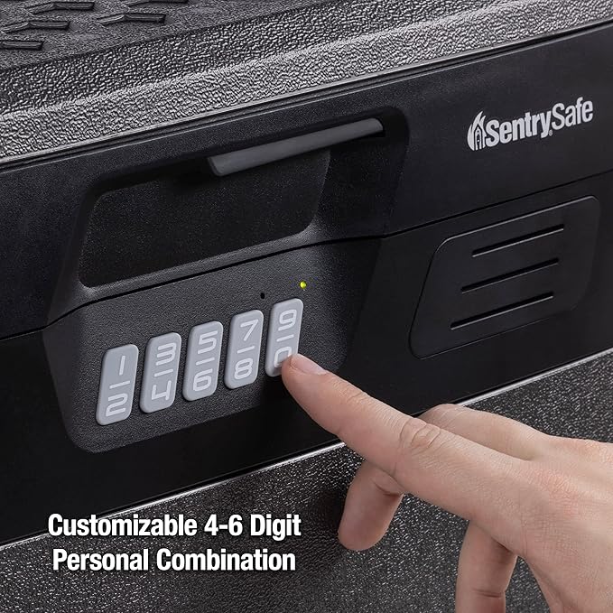 SentrySafe Charcoal Gray Waterproof and Fireproof Safe, Lock Box with Keypad for Documents and Hanging File Folders, Exterior: 14.1 x 16.6 x 13.8 Inches, ‎FHW40300