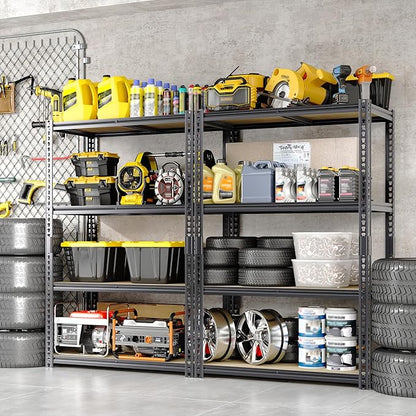Heavy Duty Garage Storage Shelves, 2400 Lbs Capacity, 4-Tier Adjustable Storage Shelving Unit, 48" L x 24" W x 60" H Metal Shelving Racks for Kitchen Pantry Basement Bathroom Laundry