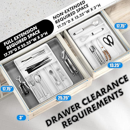 Simple Houseware Expandable Kitchen Drawer Flatware Organizer, Gray/White