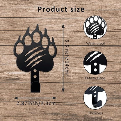 4Pcs Black Bear Decor Key Hook Cabin Decor Coat Hooks Wall Mounted Entryway Dog Leash Black Bear Decor Key Hook Key Holder for Wall Art Cabin Decorations Rustic Cearance