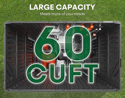 Vertical Outdoor Storage Shed, 60 Cu.Ft Resin Storage Cabinet Waterproof with Lockable Floor, All-Weather Tall Backyard Shed for Patio Furniture, Garage, Garden, Porch (Black)