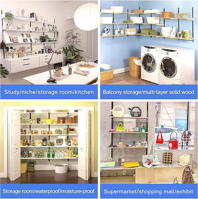 Adjustable Shelf Bracket 40 Inch 8 Pack Shelf White Pilaster Strips Shelf Rail Shelf Track Adjustable Wall Shelves Shelf Standards and Supports for Cabinet Closet Organization