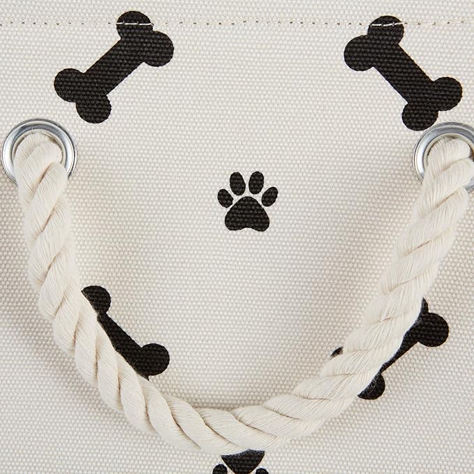 Bone Dry Pet Storage Collection Paw and Bone Print, Small Rectangle, 14x8x9", Black