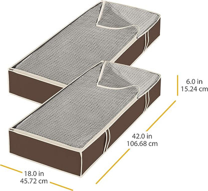 Whitmor Zippered Underbed Bags Java Set of 2 Pieces