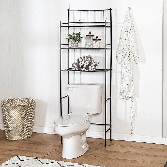 Honey-Can-Do 3 tier Over-The-Toilet Space Saver Shelving Unit, Black BTH-09022 Black
