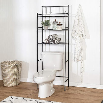 Honey-Can-Do 3 tier Over-The-Toilet Space Saver Shelving Unit, Black BTH-09022 Black