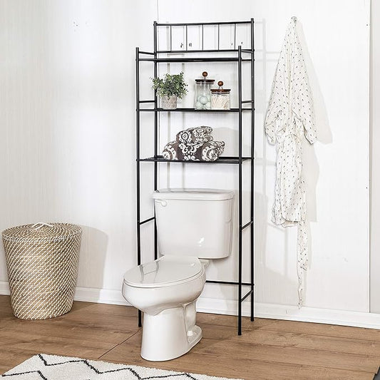Honey-Can-Do 3 tier Over-The-Toilet Space Saver Shelving Unit, Black BTH-09022 Black