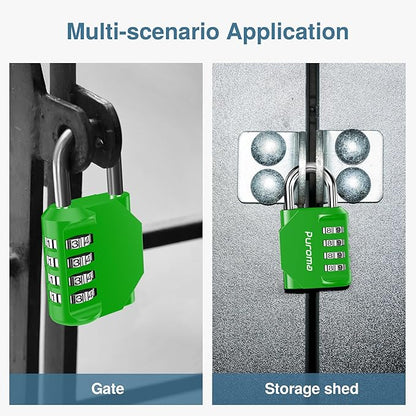Puroma 1 Pack Combination Lock for Locker 4 Digit Outdoor Waterproof Padlock for School, Gym, Sports, Fence, Toolbox, Gate, Case, Outdoor, Hasp Storage, Cabinets (Green)