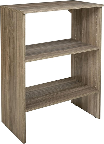 ClosetMaid SuiteSymphony Wood Shelf Unit, 2 Shelves, Adjustable, for Storage, Closet, Clothes, Shoes, Décor, TV, Books, Natural Gray
