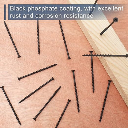 65pcs #10 × 3-1/2 inch High Hardness Drywall Screws, Black, Coarse Thread, Phillips Drive, Bugle Head, Black Wood Screws, Long Screws, Wood and More