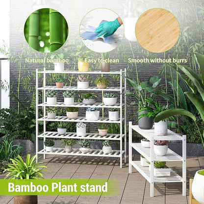 BMOSU 3-Tier Bamboo Extended Shoe Rack Premium Stackable Shoe Shelf Storage Organizer for Hallway Closet Living Room Entryway Organizer(White Bamboo)