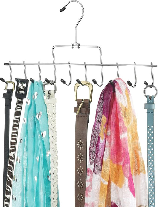 Whitmor 10 Hook Accessory Hanger, Chrome & Black
