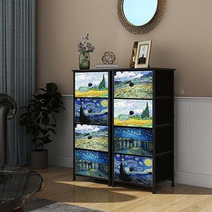 Narrow Dresser for Bedroom Slim 4 Drawer Dresser Vertical Storage Tower Unit for Living Room Hallway Kids Room Nursery Closet Sturdy Steel Frame Wooden Top Easy Pull Handle