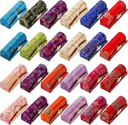 TOPZEA 24 PCS Lipstick Holder Case with Mirror, Lip stick Storage Case Mini Portable Floral Jewelry Holders Box Cosmetic Makeup Travel Cases for Purse, Party favor, Return Gifts, Random Colors