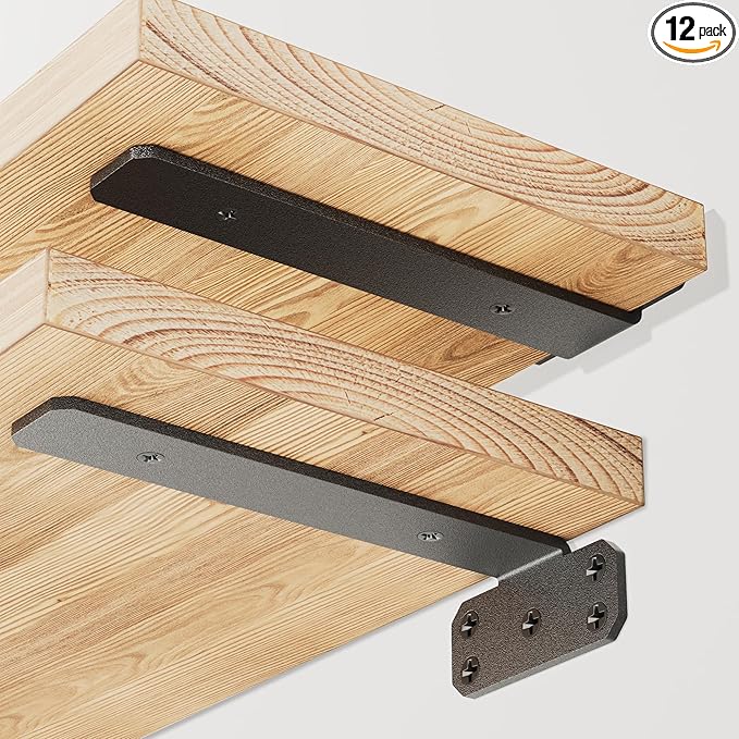 SKYSEN 12 Pack 10" Floating Shelf Bracket, Shelves Brackets, Wood Shelving Brackets Hardware - Heavy Duty - 4/6/8/10/12 inch - Real Hidden Bracket Design（tzj10-12）