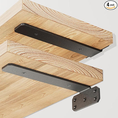 SKYSEN 4 Pack 10" Floating Shelf Bracket, Shelves Brackets, Wood Shelving Brackets Hardware - Heavy Duty - 4/6/8/10/12 inch - Real Hidden Bracket Design（tzj10-4）