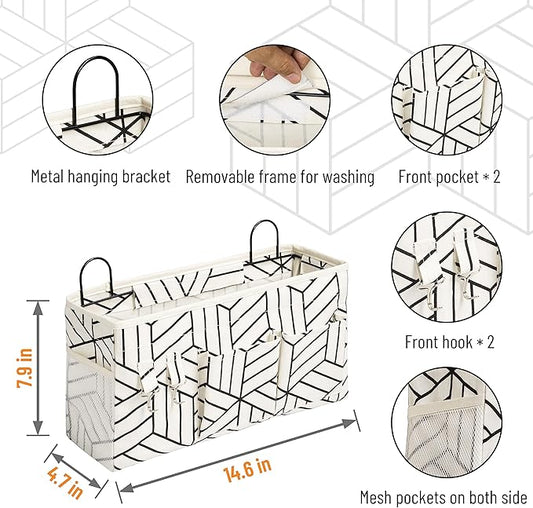 2pcs Large Wall Hanging Storage Bag, Door Closet Linen Fabric Pockets Organizer, Waterproof for Living Room Bedroom Bathroom Kitchen Office RV Camper with Hooks White