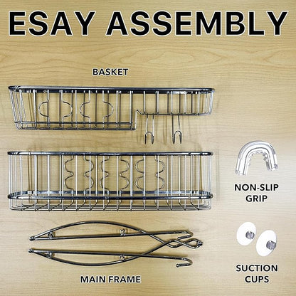 Simple Houseware Stainless Steel Bathroom Hanging Shower Head Caddy Organizer (26 x 16 x 5.5 inches)