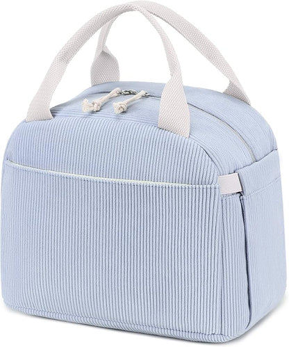 Bluboon Lunch Bag for Women Men Cute Corduroy Lunch Tote Bags Reusable Insulated Lunch Box Large Capacity Reusable Insulated Cooler for Work Picnic or Travel
