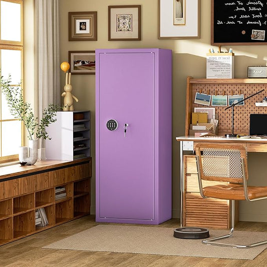 INTERGREAT Purple Gun safes,Rifle Safe,Gun Safes for Home Rifle and Pistols, Long Gun Safe for Rifle Shotgun for Home,Quick Access Rifle Safes,Adjustable Shelves, Easy Assemble (8-12 guns)