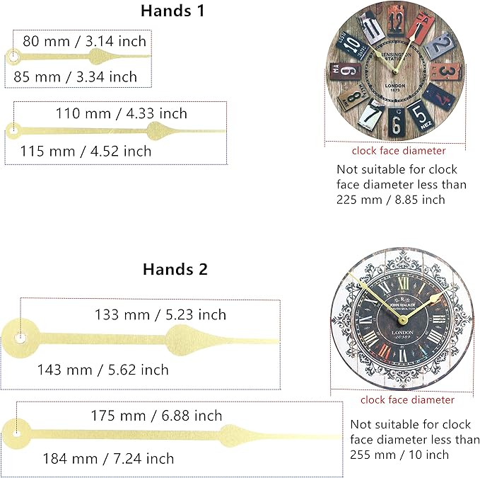 TIKROUND Include Hands Quartz DIY Wall Clock Movement Mechanism Battery Operated DIY Repair Parts Replacement Gold Hands