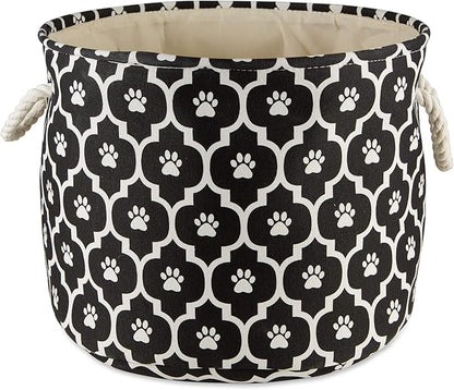 Bone Dry Pet Storage Collection Lattice Paw Print, Black, Small Round