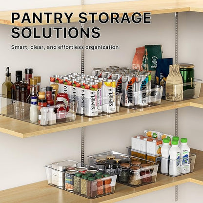 Simple Houseware 4 Pcs Kitchen Clear Bin Storage Organizer, 15" x 8" x 3.75"