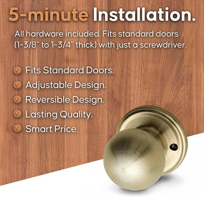 Copper Creek BK2090AB Ball Door Knob, Dummy Function, 1 Pack, in Antique Brass