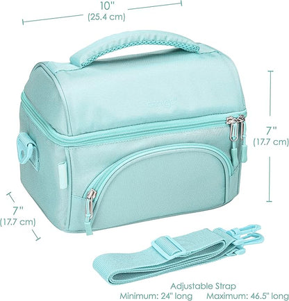 Bentgo Deluxe Lunch Bag - Durable and Insulated Lunch Tote with Zippered Outer Pocket, Internal Mesh Pocket, Padded & Adjustable Straps, & 2-Way Zippers - Fits Most Lunch Boxes (Coastal Aqua)