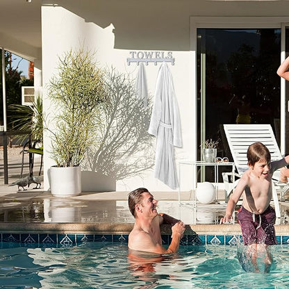 Over The Door Hooks, Towel Rack for Bathroom, Door Mount Towel Hooks Bath Towel Hanger for Bedroom Kitchen Pool Beach Towels Bathrobe Wall Mount Towel Holder for Bathrooms (6 Hooks, Silver Grey)