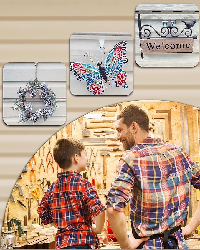 NACETURE Vinyl Siding Hooks 20 Pack Heavy Duty Siding Clips Vinyl Siding Hanger for Hanging on Patio, No Hole Need Command Outdoor Hook Hang to Decor Wreath Things (White 20 Pack)