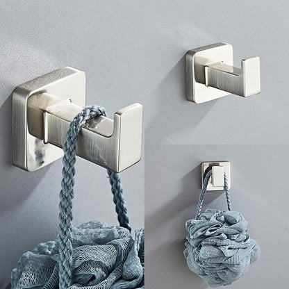 Brushed Nickel Bathroom Hardware Set 4 Pieces,Towel Bar Set Stainless Steel Wall Mounted, Includes 16In Hand Towel Bar, Towel Ring, Robe Towel Hooks,Toilet Paper Holder, Bathroom Towel Rack Set…
