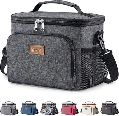 Lifewit Reusable Insulated Lunch Bag, Portable Cooler Freezable Soft Lunchbox Leakproof with Adjustable Shoulder Strap for Men Women Adult for Work Picnic or Travel, 9L 12 Can, Dark Gray