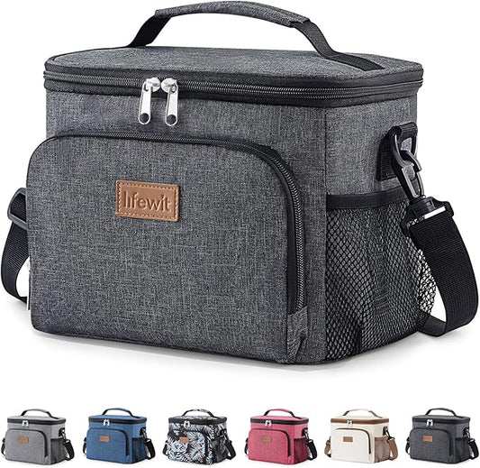 Lifewit Reusable Insulated Lunch Bag, Portable Cooler Freezable Soft Lunchbox Leakproof with Adjustable Shoulder Strap for Men Women Adult for Work Picnic or Travel, 9L 12 Can, Dark Gray
