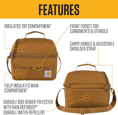 Carhartt 12 Can Two Compartment Lunch Box | Durable, Fully-Insulated Lunch Bag for Women & Men, Large Lunchbox (Tarmac)