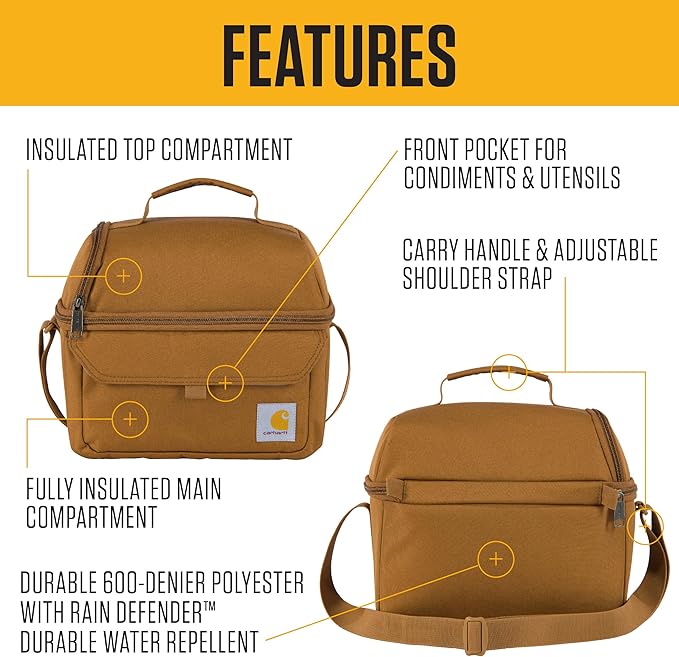 Carhartt 12 Can Two Compartment Lunch Box | Durable, Fully-Insulated Lunch Bag for Women & Men, Duck Blind Case, Large Lunchbox (Greenstone)
