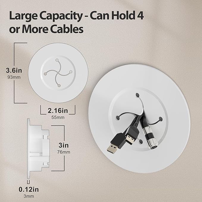 Cord Hider for Wall Mounted TV, in Wall Cable Management Kit for Large Capacity, Wall Cable Hider Behind The Wall, Cable Raceway White Includes Hole Saw Dril Attachment - 2 Pass Locking Brackets
