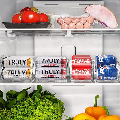 Simple Houseware Assorted Can Organizer for Refrigerator/Pantry, Set of 4, Clear
