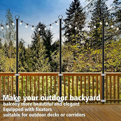 AILBTON 8 Pack 10Ft String Light Poles,Light Poles for Outside String Lights,Outdoor Light Poles with Fork,Metal Pole Stand for Patio,Backyard,Deck
