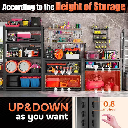 24"W x 12"D Garage Shelving Unit, 2000 lbs Heavy Duty Storage Shelves Easy Assembly 5-Tier Adjustable Metal Steel Utility Shelf Rack for Garage, Basement, Warehouse, 63" H x 23.6"W x 11.8"D