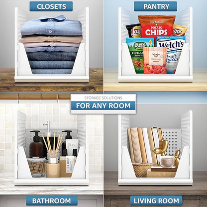 Sorbus Stackable Shelf Organizer Baskets – Plastic Closet Organizer for Clothes, Pantry, Bathroom, Kitchen & Garage – Open Front Storage Bins for Cabinets, Countertops & Under Shelf Organization