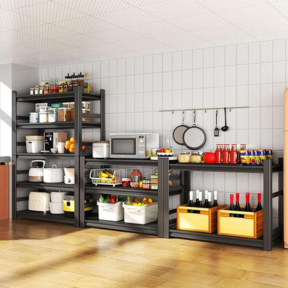 3 Tier Kitchen Shelves, Storage Shelving Unit, Adjustable Metal Shelving, 1200LBS Racks for Storage, Pantry Shelves Sturdy Steel Shelf for Kitchen Pantry Coffee Bar, Black