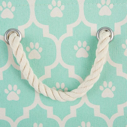 Bone Dry Pet Storage Collection Lattice Paw Print, Aqua, Medium Rectangle