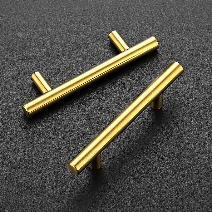 Ravinte 18 Pack 5 Inch Cabinet Pulls Brushed Brass Stainless Steel Kitchen Drawer Pulls Cabinet Handles 5”Length, 3” Hole Center