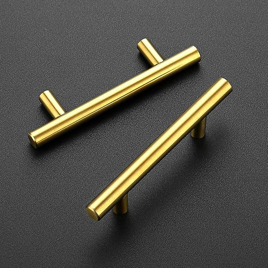 Ravinte 50 Pack 5 Inch Cabinet Pulls Brushed Brass Stainless Steel Kitchen Drawer Pulls Cabinet Handles 5”Length, 3” Hole Center