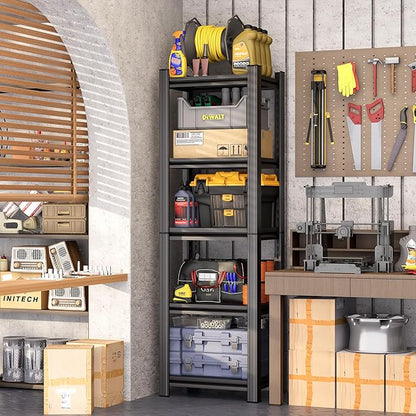 Garage Rack Units, Heavy-Duty Adjustable Storage Racks, Metal Shelves, Industrial Racks, Suitable for Heavy Tools and Equipment, Ideal for Garages and Basements（5-Tier 63" Hx19.7 Wx13.8 D