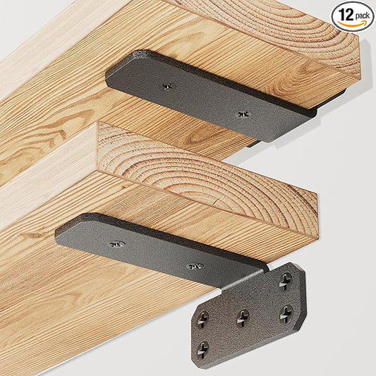 SKYSEN 12 Pack 4" Floating Shelf Bracket, Shelves Brackets, Wood Shelving Brackets Hardware - Heavy Duty - 4/6/8/10/12 inch - Real Hidden Bracket Design（tzj4-12）