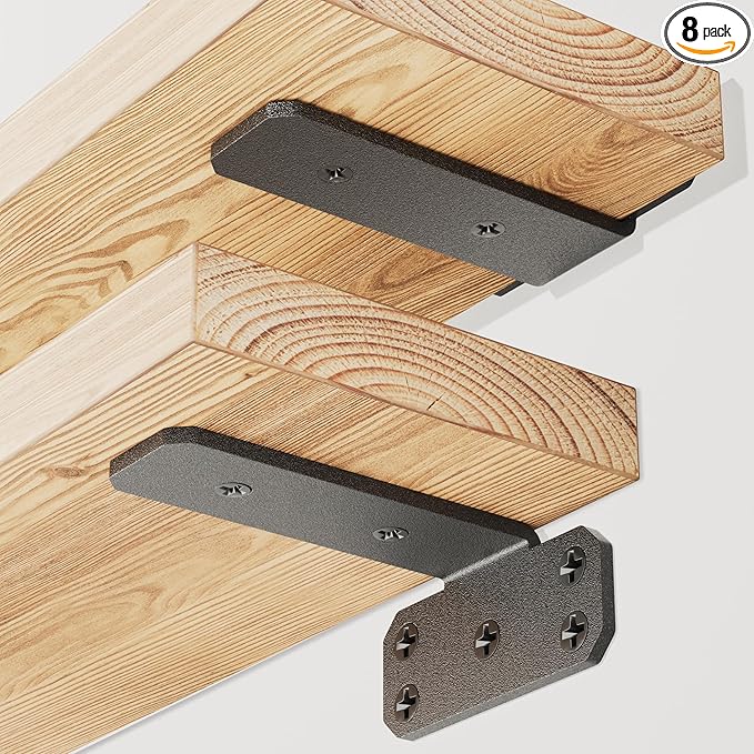 SKYSEN 8 Pack 4" Floating Shelf Bracket, Shelves Brackets, Wood Shelving Brackets Hardware - Heavy Duty - 4/6/8/10/12 inch - Real Hidden Bracket Design（tzj4-8）