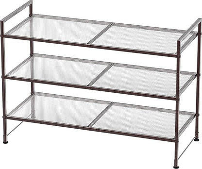 Simple Houseware 3-Tier Stackable Mesh Shoe Rack, Bronze